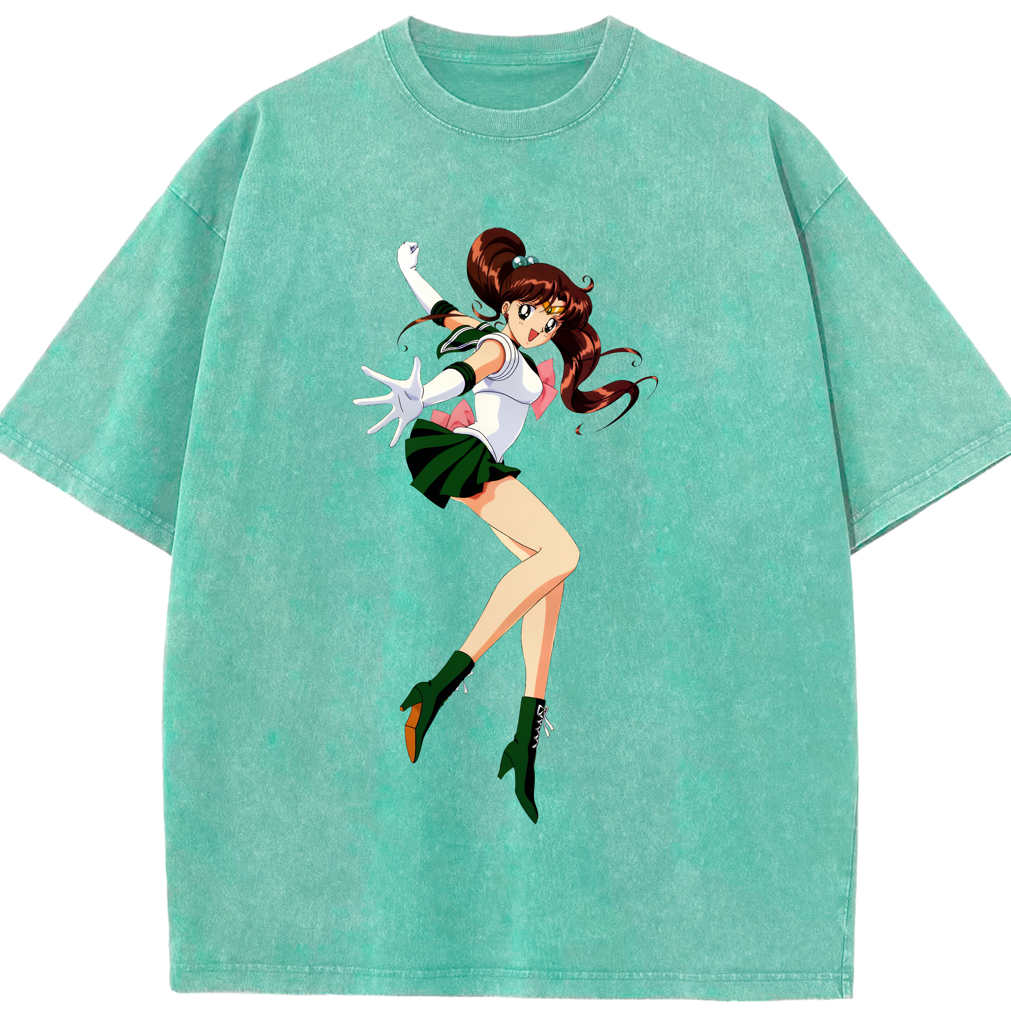（画像用） 美少女戦士セーラームーン 木野 まこと きの まこと Sailor Moon Kino Makoto （セーラージュピター；Sailor Jupiter） 綿100% ヴィンテージ風 半袖Tシャツ（フロントプリント）